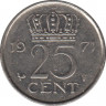 Монета. Нидерланды. 25 центов 1971 год. ав.