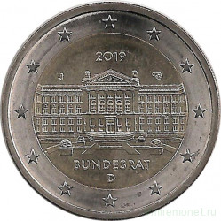 Монета. Германия. 2 евро 2019 год. 70 лет Бундесрату (J).
