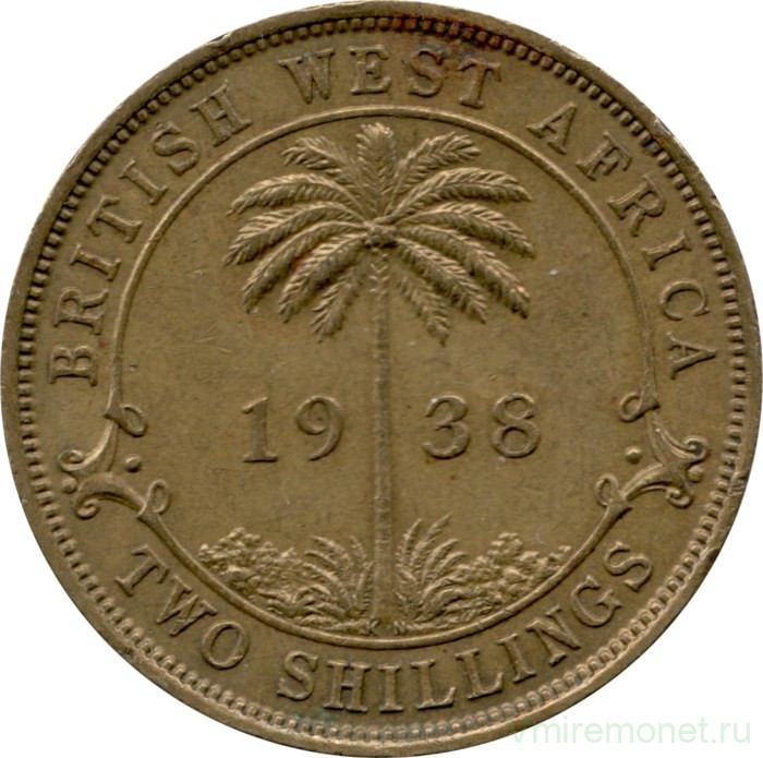 Монета. Британская Западная Африка. 2 шиллинга 1938 год. KN.
