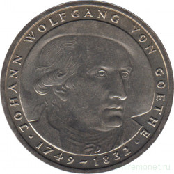 Монета. ФРГ. 5 марок 1982 год. 150 лет со дня смерти Иоганна Вольфганга фон Гёте.