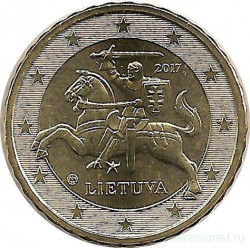 Монета. Литва. 10 центов 2017 год.