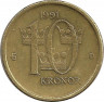 Аверс. Монета. Швеция. 10 крон 1991 год (медальная).