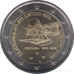 Монета. Португалия. 2 евро 2022 год. 100 лет первому перелёту Южной Атлантики.