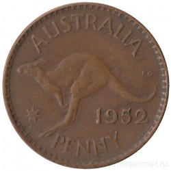 Монета. Австралия. 1 пенни 1952 год. Без точки после "AUSTRALIA".