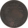 Монета. Бельгия. 2 цента 1874 год. DES BELGES. ав.
