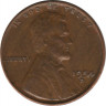 Монета. США. 1 цент 1954 год D. ав.