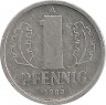 Аверс. Монета. ГДР. 1 пфенниг 1982 год.