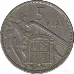 Монета. Испания. 5 песет 1960 (1957) год.