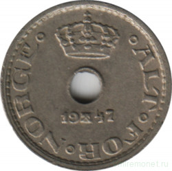 Монета. Норвегия. 10 эре 1947 год.