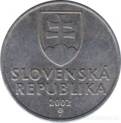 Монета. Словакия. 20 геллеров 2002 год.