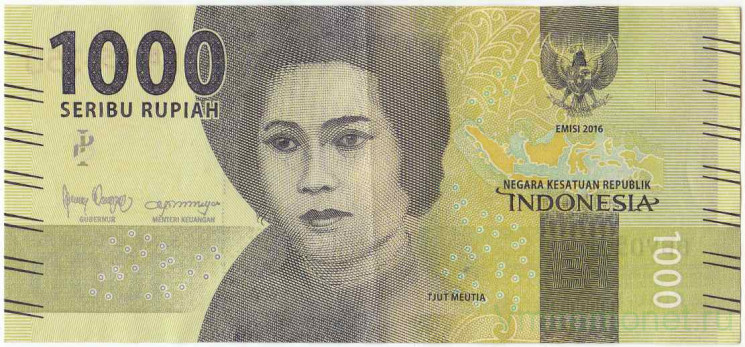 Банкнота. Индонезия. 1000 рупий 2016 год. Модификация 2019 год. Тип 154c(3).