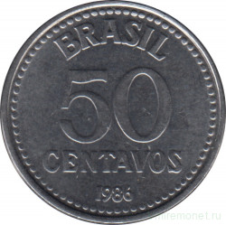 Монета. Бразилия. 50 сентаво 1986 год.