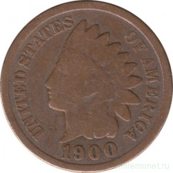 Монета. США. 1 цент 1900 год.