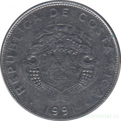 Монета. Коста-Рика. 1 колон 1991 год.