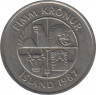 Монета. Исландия. 5 крон 1987 год. ав.