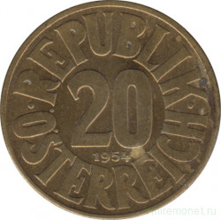 Монета. Австрия. 20 грошей 1954 год.