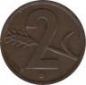  Монета. Швейцария. 2 раппена 1958 год. рев.