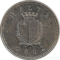 Монета. Мальта. 2 цента 2002 год.