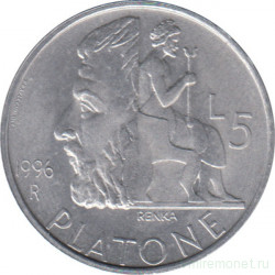 Монета. Сан-Марино. 5 лир 1996 год. Платон.