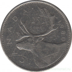 Монета. Канада. 25 центов 1980 год.