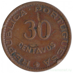 Монета. Тимор. 30 сентаво 1958 год.