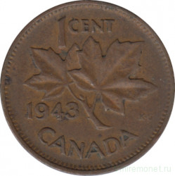 Монета. Канада. 1 цент 1943 год.