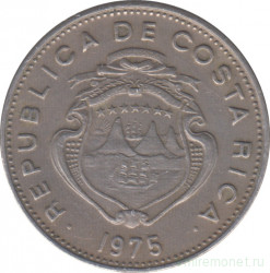 Монета. Коста-Рика. 1 колон 1975 год.