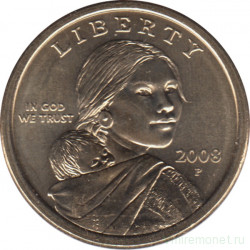 Монета. США. 1 доллар 2008 год. Сакагавея, парящий орел. Монетный двор P.