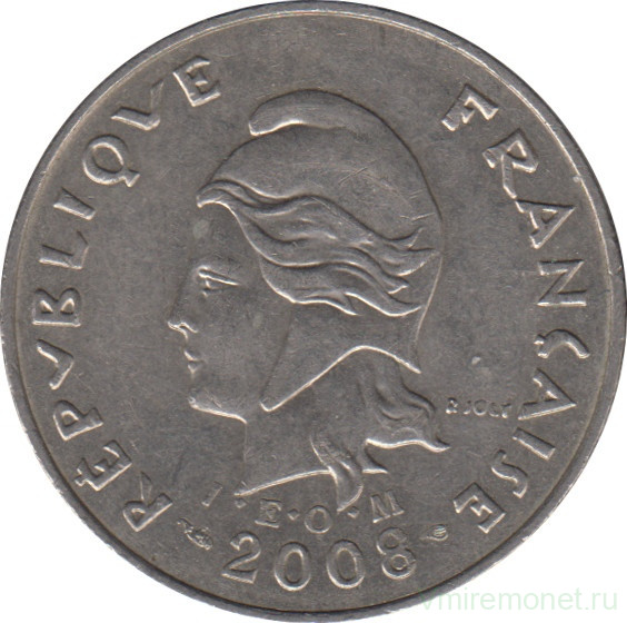 Монета. Французская Полинезия. 10 франков 2008 год.