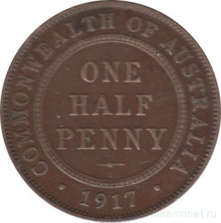 Монета. Австралия. 1/2 пенни 1917 год.