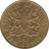 Монета. Кения. 10 центов 1987 год. ав.