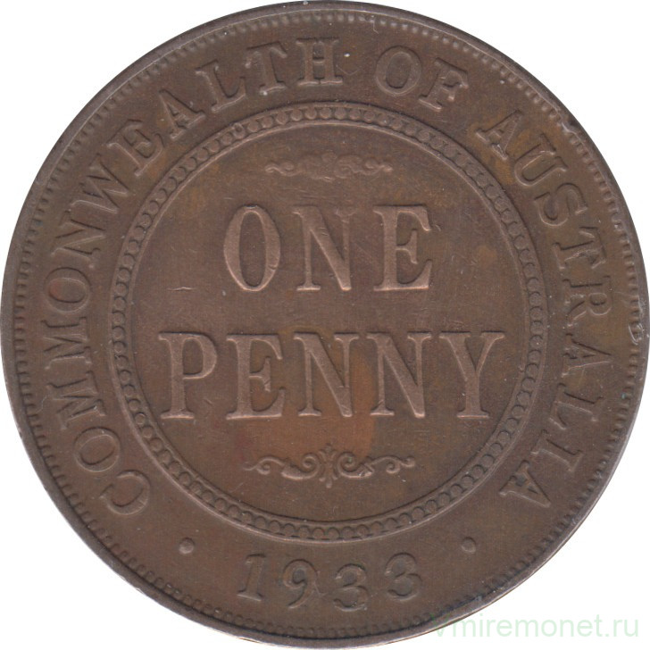 Монета. Австралия. 1 пенни 1933 год.