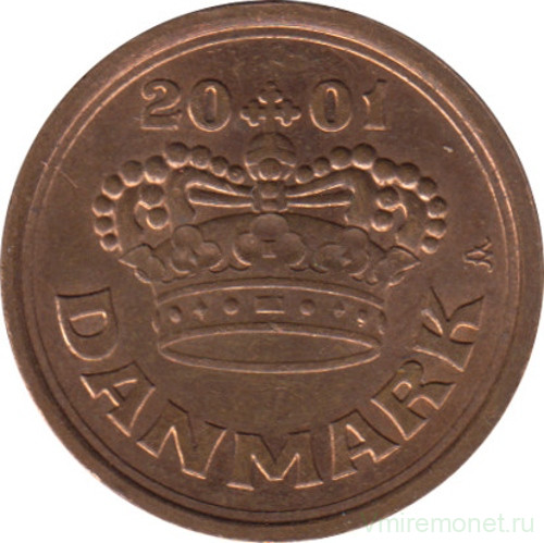 Монета. Дания. 25 эре 2001 год.