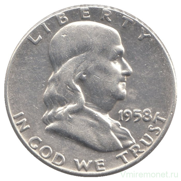 Монета. США. 50 центов 1958 год. Франклин.