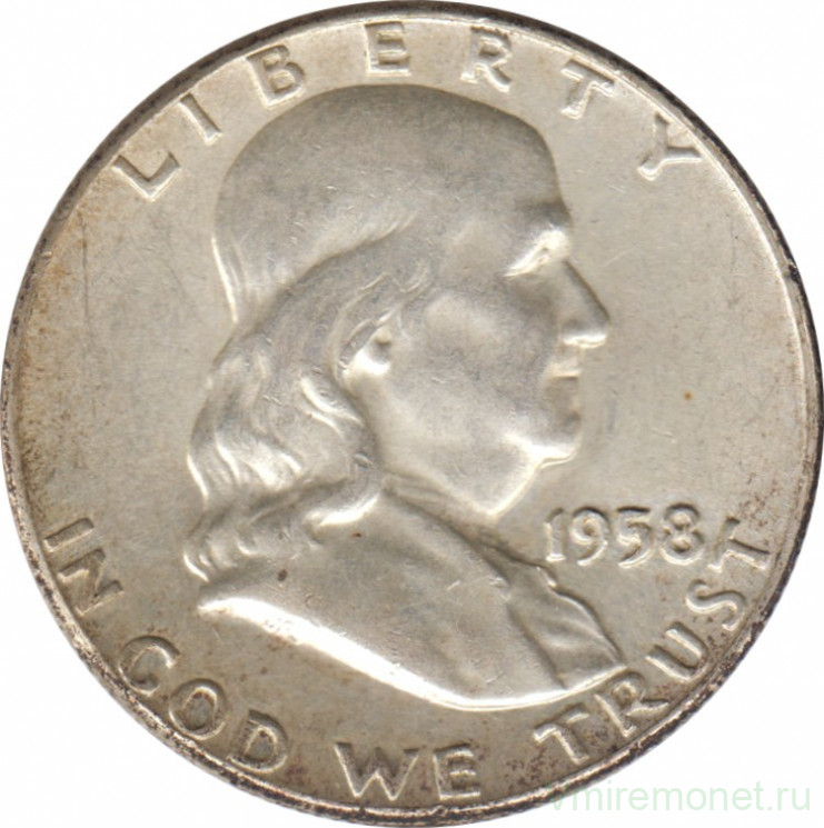 Монета. США. 50 центов 1958 год. Франклин.
