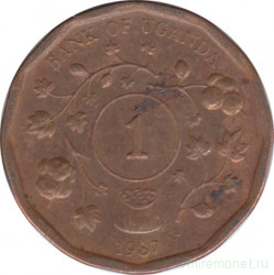 Монета. Уганда. 1 шиллинг 1987 год.