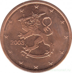 Монета. Финляндия. 2 цента 2003 год.