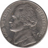  Монета. США. 5 центов 2001 год. Монетный двор D. ав.