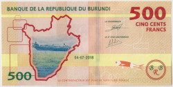 Банкнота. Бурунди. 500 франков 2018 год. Тип 50.
