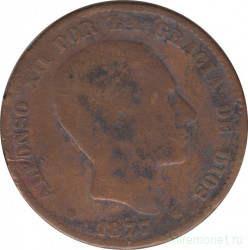 Монета. Испания. 10 сентимо 1877 год.