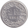 Монета. Швейцария. 2 франка 1961 год.