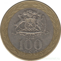 Монета. Чили. 100 песо 2012 год.