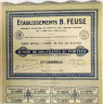 Акция. Франция. Париж. "Etablissements B. FEUSE". Акция на предъявителя в 100 франков 1928 год. ав.