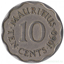 Монета. Маврикий. 10 центов 1966 год.