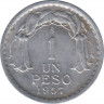 Монета. Чили. 1 песо 1957 год. ав.