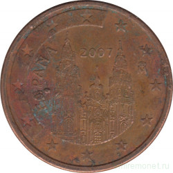 Монета. Испания. 5 центов 2007 год.