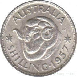 Монета. Австралия. 1 шиллинг 1957 год.