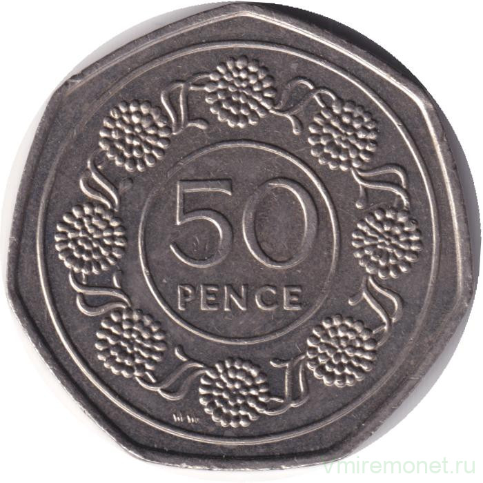 Монета. Гибралтар. 50 пенсов 1988 год. AA.