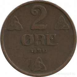 Монета. Норвегия. 2 эре 1913 год.