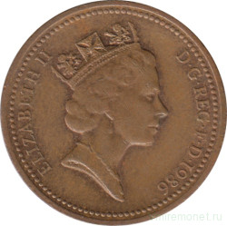 Монета. Великобритания. 1 пенни 1986 год.